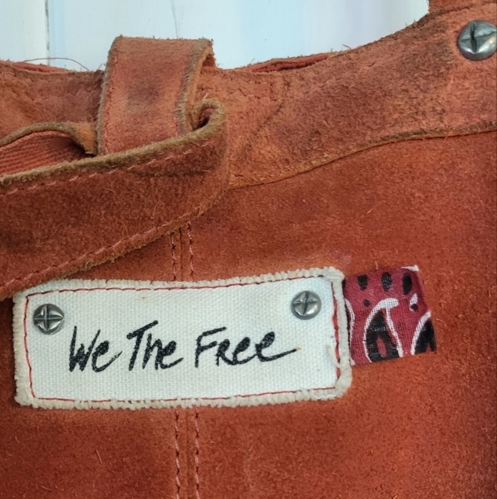 We The Free Convertible Orange Suede Backpack Crossbody Boho Bag - Picture 2 of 14